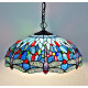 Tiffany Deckenleuchte blau Dragonfly im Tiffany Stil F448